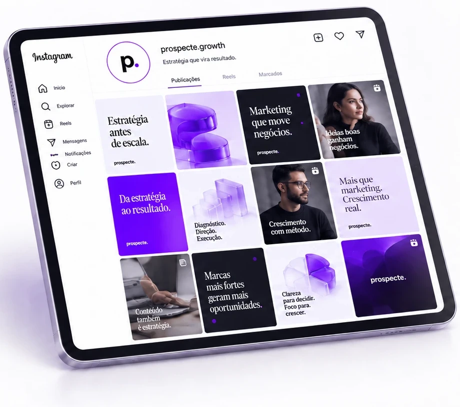 Perfil da Prospecte no Instagram exibido em um tablet